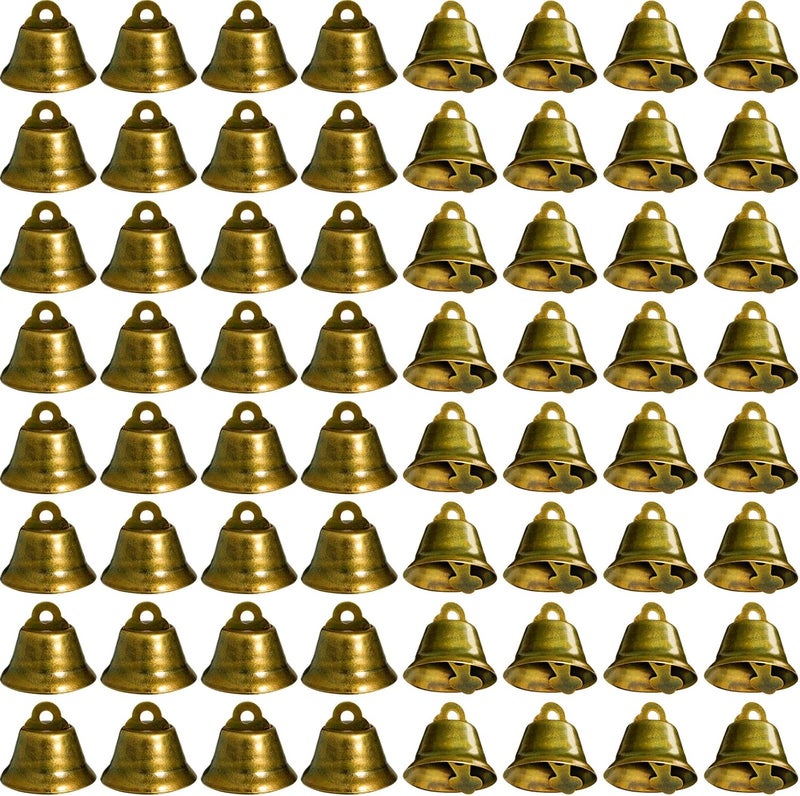 Sumind 100 Pieces Vintage Bells Craft Bells Small Hanging Bells Ornaments for Wind Chimes Housebreaking Making Dog Potty Training Doorbell Wedding Decor (Bronze) - Image 1